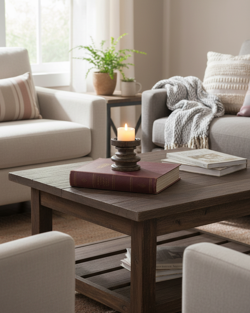 Dark Wood Candle Holder