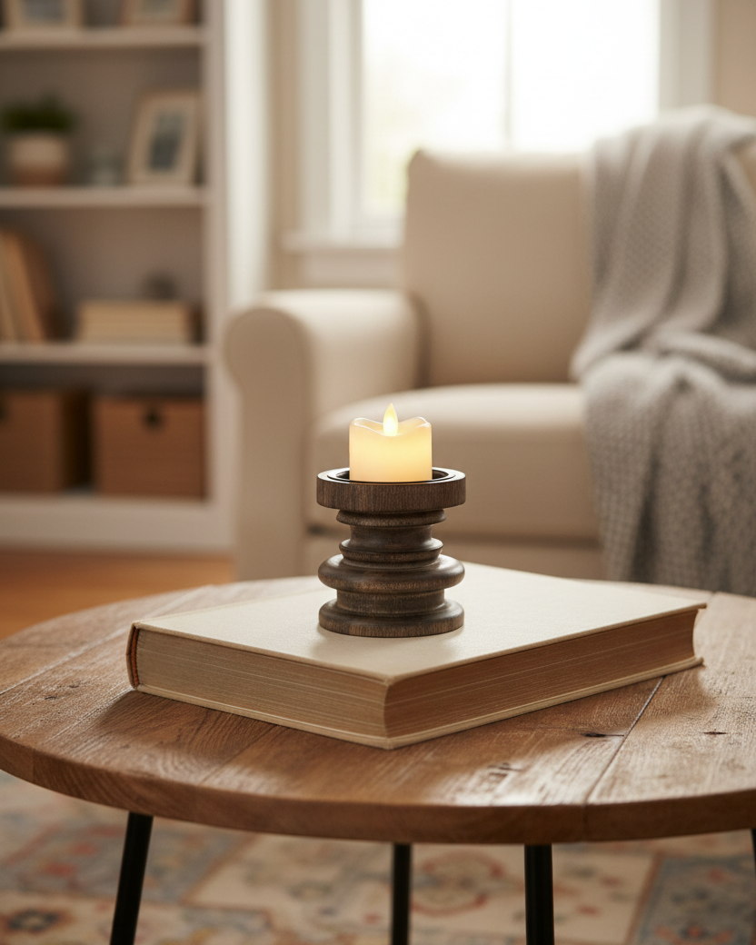 Dark Wood Candle Holder