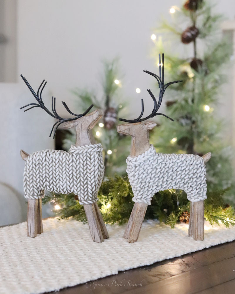 Resin Deer in Cream Sweater