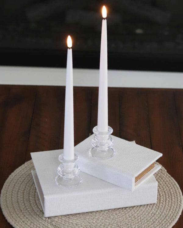 Deluxe Home Cream LED Shiny Tapers Candle Set 11"