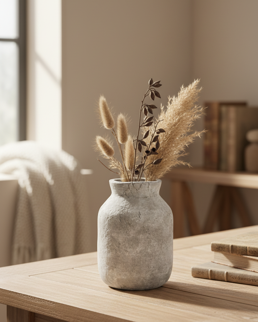 Greige Wash Terracotta Distressed Vase