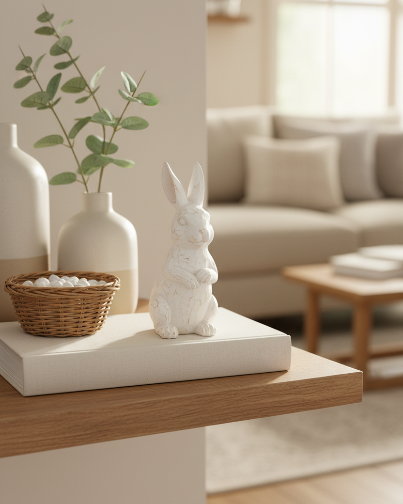 Distressed Carved Resin Bunny