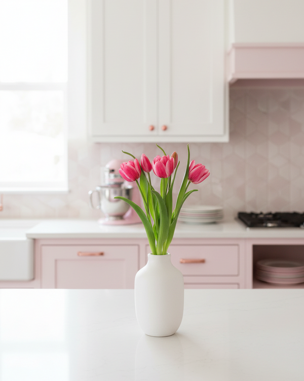 Double Late Tulip Bundle Cotton Candy Real Touch 16.5"