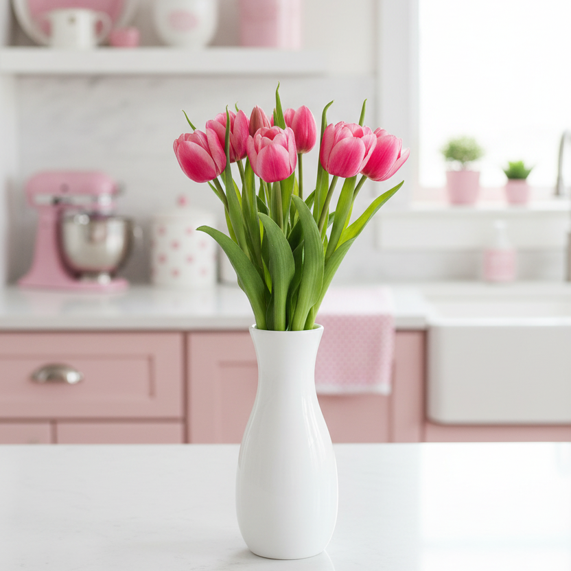 Double Late Tulip Bundle Cotton Candy Real Touch 16.5"