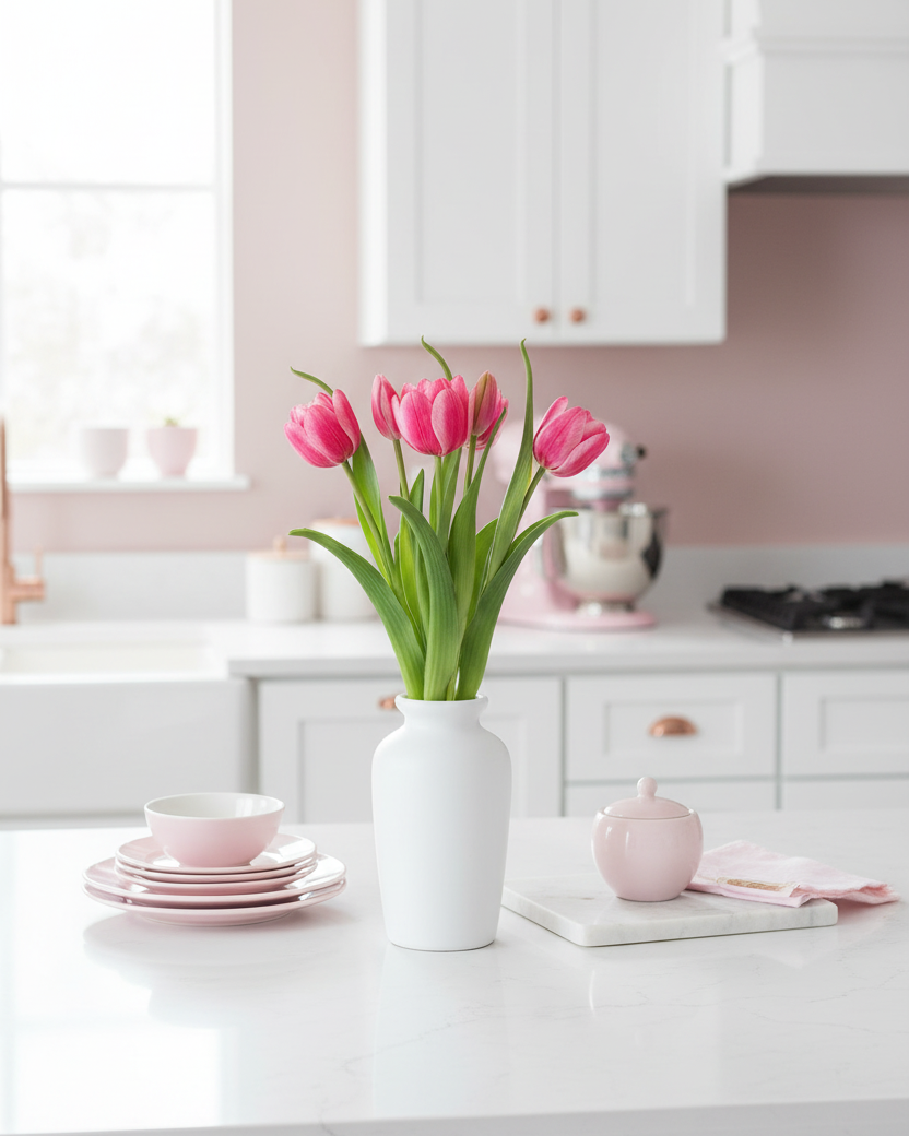 Double Late Tulip Bundle Cotton Candy Real Touch 16.5"