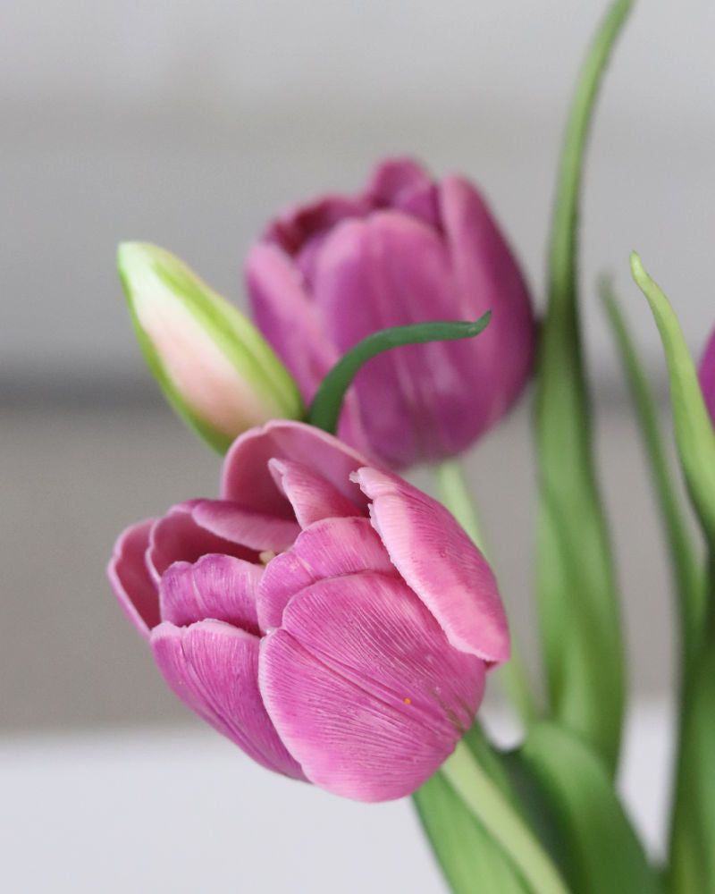 Double Late Tulip Bundle Light Plum Real Touch 16.5"