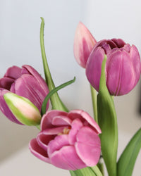 Double Late Tulip Bundle Light Plum Real Touch 16.5"