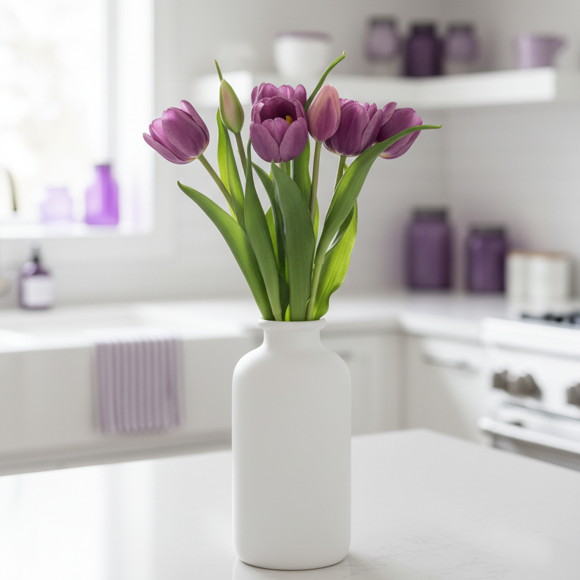 Double Late Tulip Bundle Light Plum Real Touch 16.5"