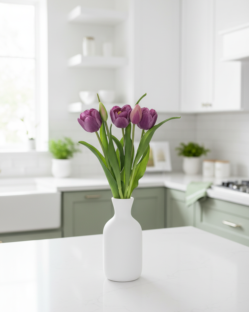 Double Late Tulip Bundle Light Plum Real Touch 16.5"