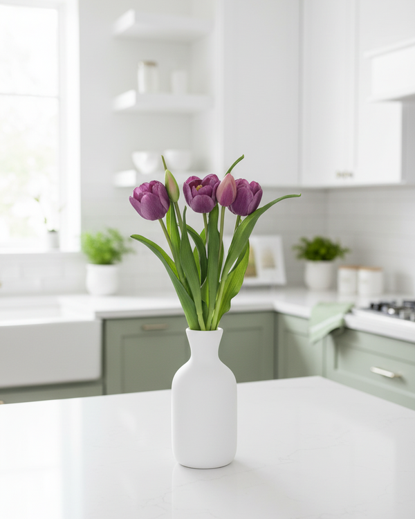 Double Late Tulip Bundle Light Plum Real Touch 16.5"