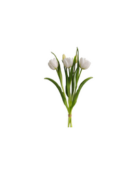 Double Late Tulip Bundle White Real Touch 16.5"