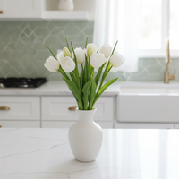 Double Late Tulip Bundle White Real Touch 16.5"