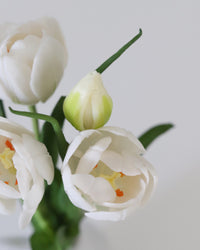Double Late Tulip Bundle White Real Touch 16.5"