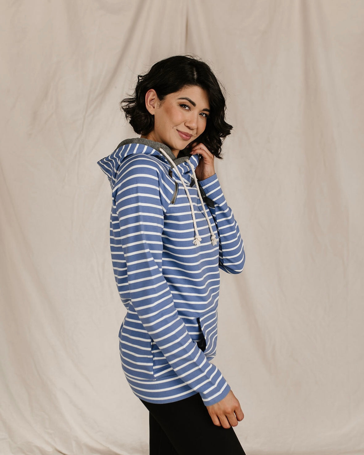 Line It Up Blue Doublehood Sweatshirt