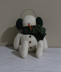 Earmuff Snowman With Green Snowflake Scarf