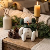Earmuff Snowman With Green Snowflake Scarf
