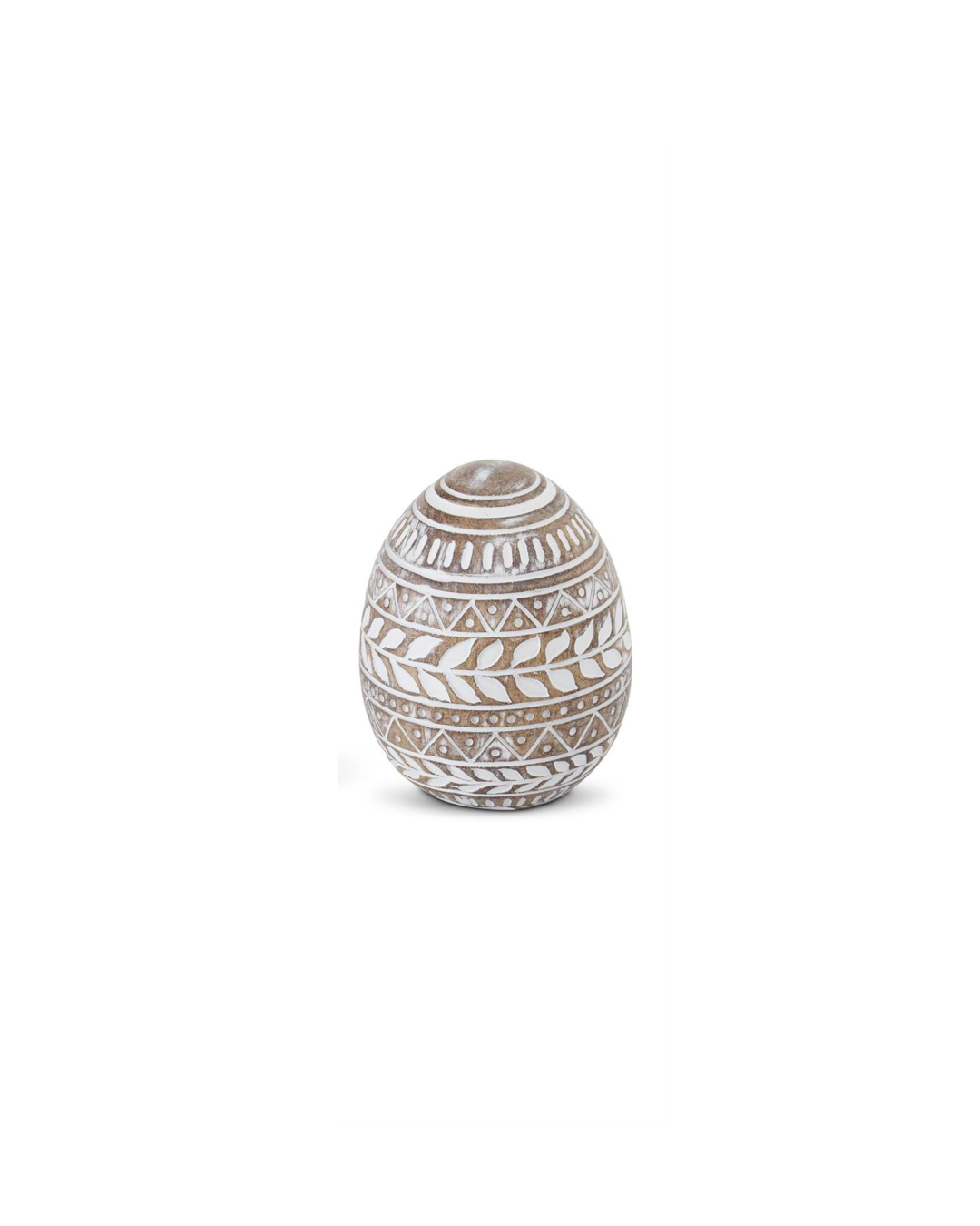 Whitewashed Floral Carved Resin Easter Egg