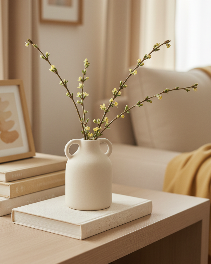 Ecru Loxton Ceramic Textured Vase with Handles