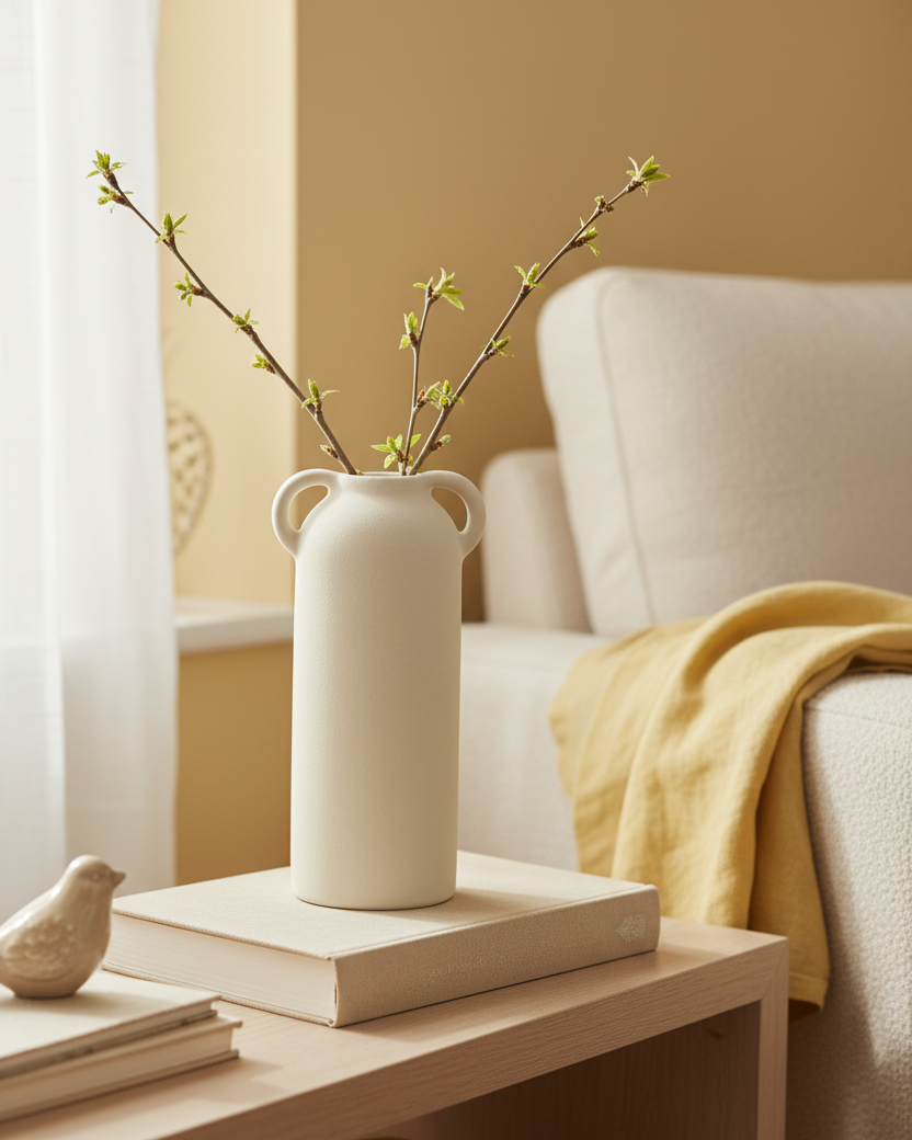 Ecru Loxton Ceramic Textured Vase with Handles