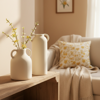 Ecru Loxton Ceramic Textured Vase with Handles