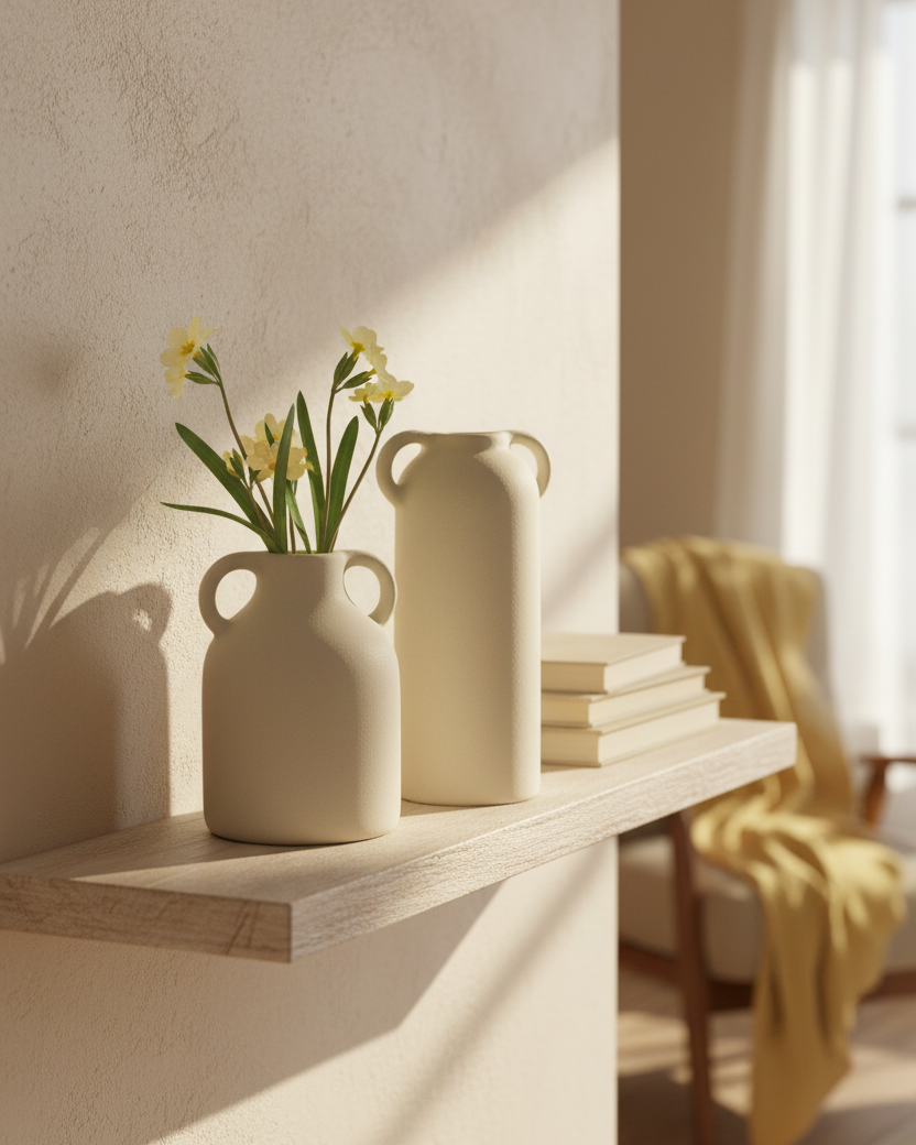 Ecru Loxton Ceramic Textured Vase with Handles