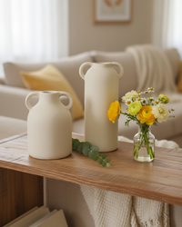 Ecru Loxton Ceramic Textured Vase with Handles