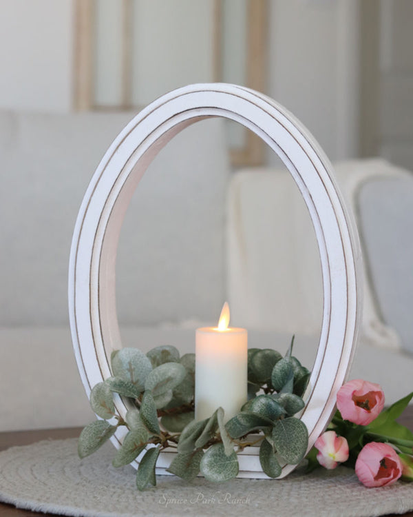 White Wood Egg Frame Cutout