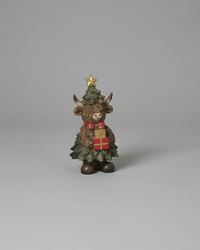 Holiday Highland Cow in Evergreen Dress
