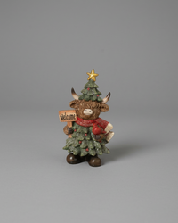 Holiday Highland Cow in Evergreen Dress