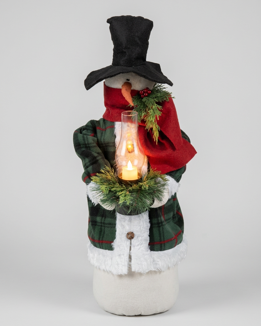 Extra Tall Snowman With Light Up Lantern 29"