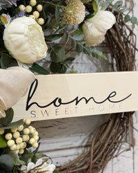 Home Sweet Home White Peony Wreath