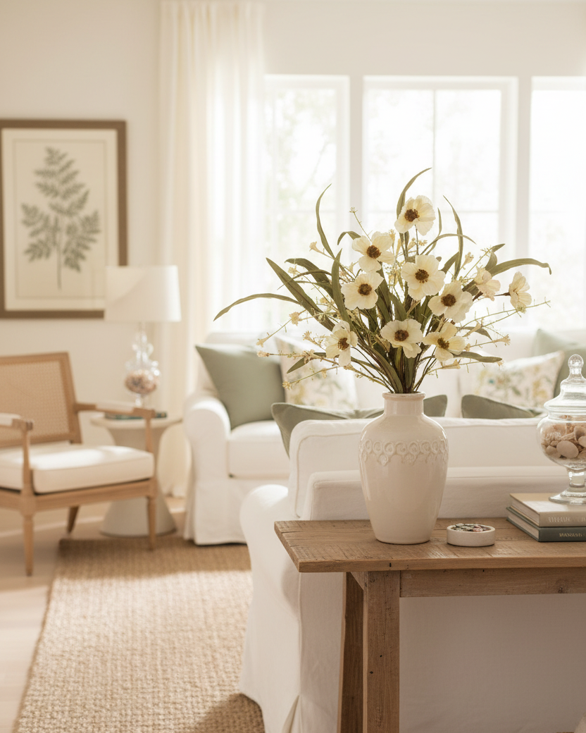 Cream Pansy Pick 19"L