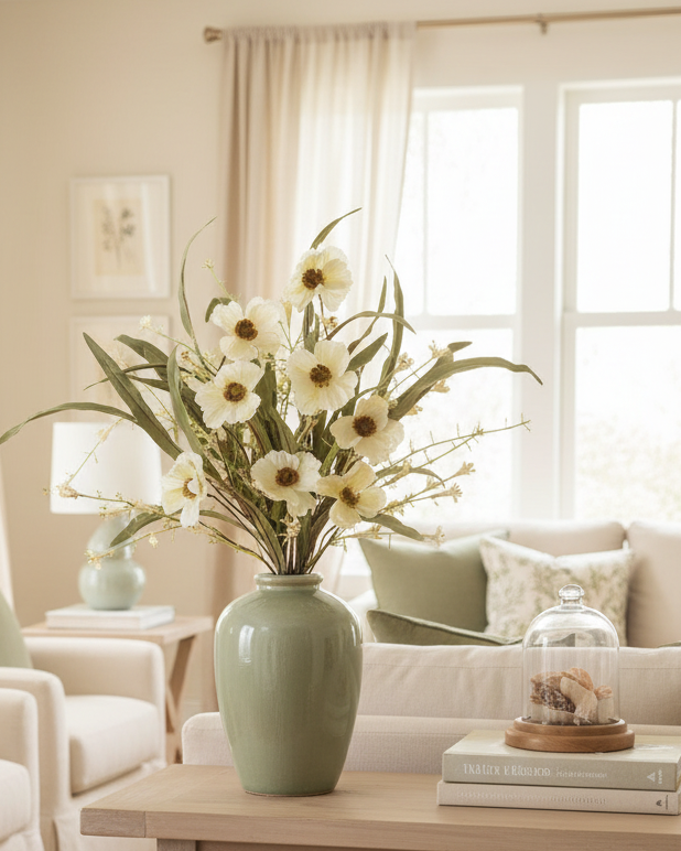 Cream Pansy Pick 19"L