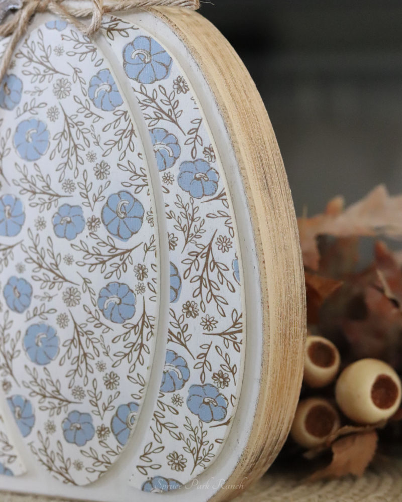 Fall Folk Blue Floral Pumpkin Block