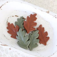 Orange and Green Resin Oak Leaves Set of 6