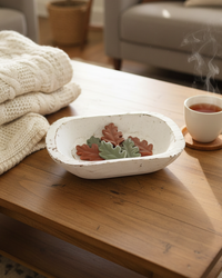 Orange and Green Resin Oak Leaves Set of 6