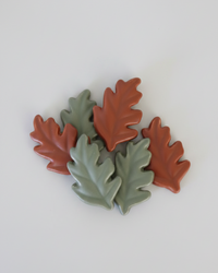 Orange and Green Resin Oak Leaves Set of 6