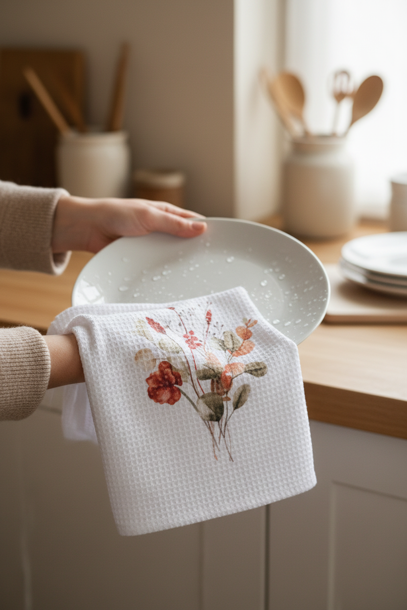 Spicy Floral Tea Towel - Sprigs & Eucalyptus