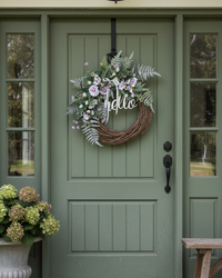 Hello Lavender Hollyhock and Ostrich Fern Wreath