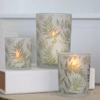 Fern Etched Frosted Glass Votive