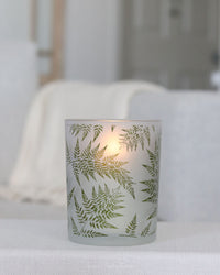Fern Etched Frosted Glass Votive