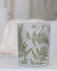 Fern Etched Frosted Glass Votive