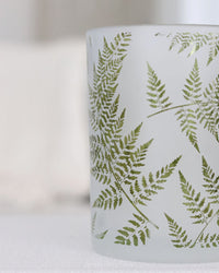 Fern Etched Frosted Glass Votive