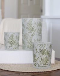Fern Etched Frosted Glass Votive