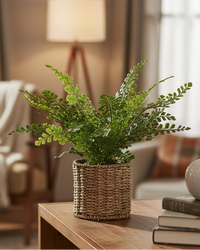 Fern in Round Woven Basket