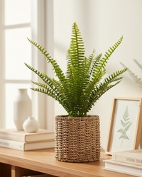Fern in Round Woven Basket
