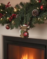 Festive Holiday Highland Cow Ornament