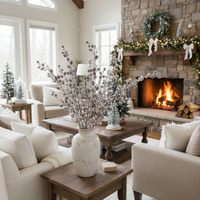 Flocked Twig and Mini Pinecone Stem 31.5"