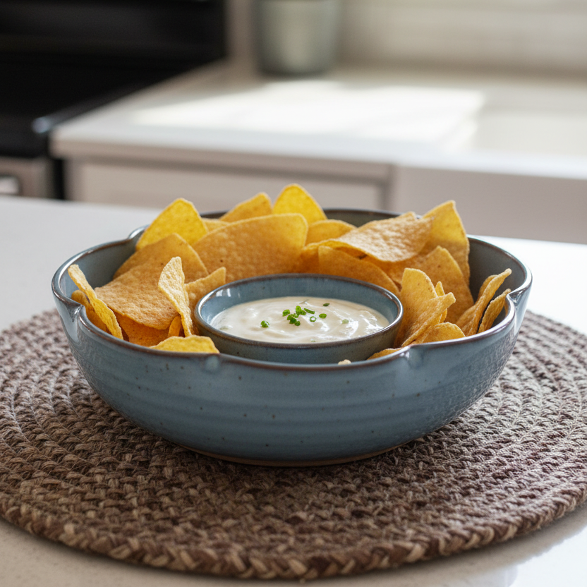Flower Chip'N Dip Bowl Crystal Blue