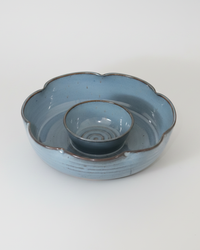 Flower Chip'N Dip Bowl Crystal Blue